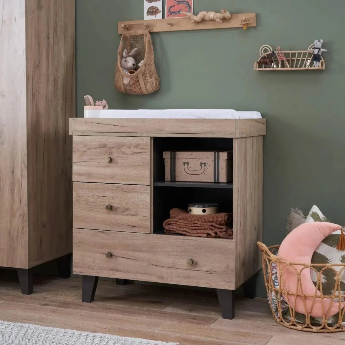 Tutti Bambini Como 3 Piece Furniture Set - Distressed Oak/Slate Grey