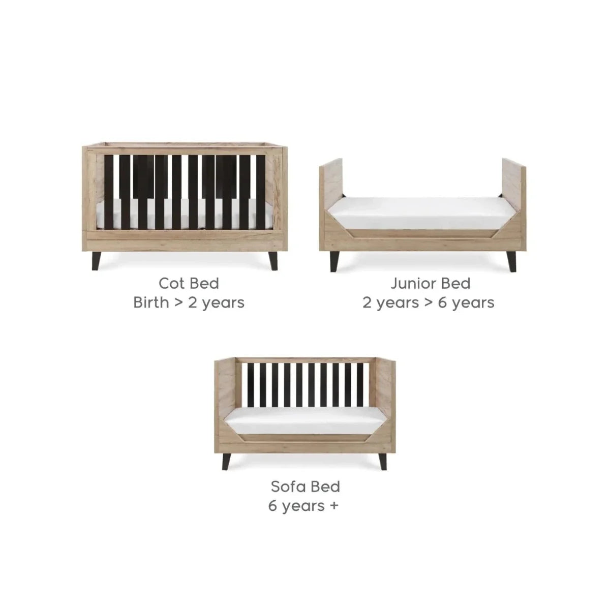 Tutti Bambini Como 3 Piece Furniture Set - Distressed Oak/Slate Grey
