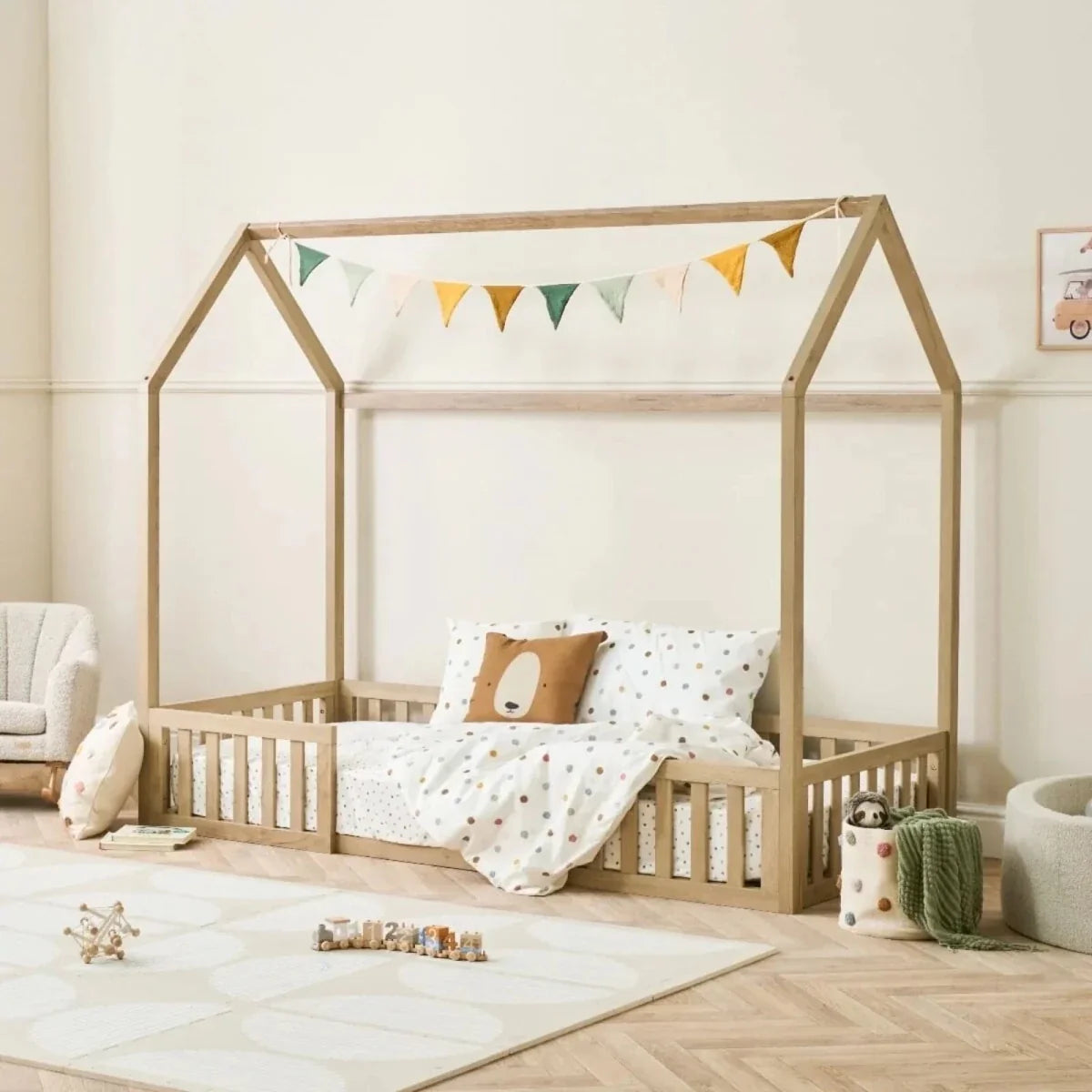Tutti Bambini Grande Casa Montessori Toddler Floor Bed 90x200cm - Harvest Oak