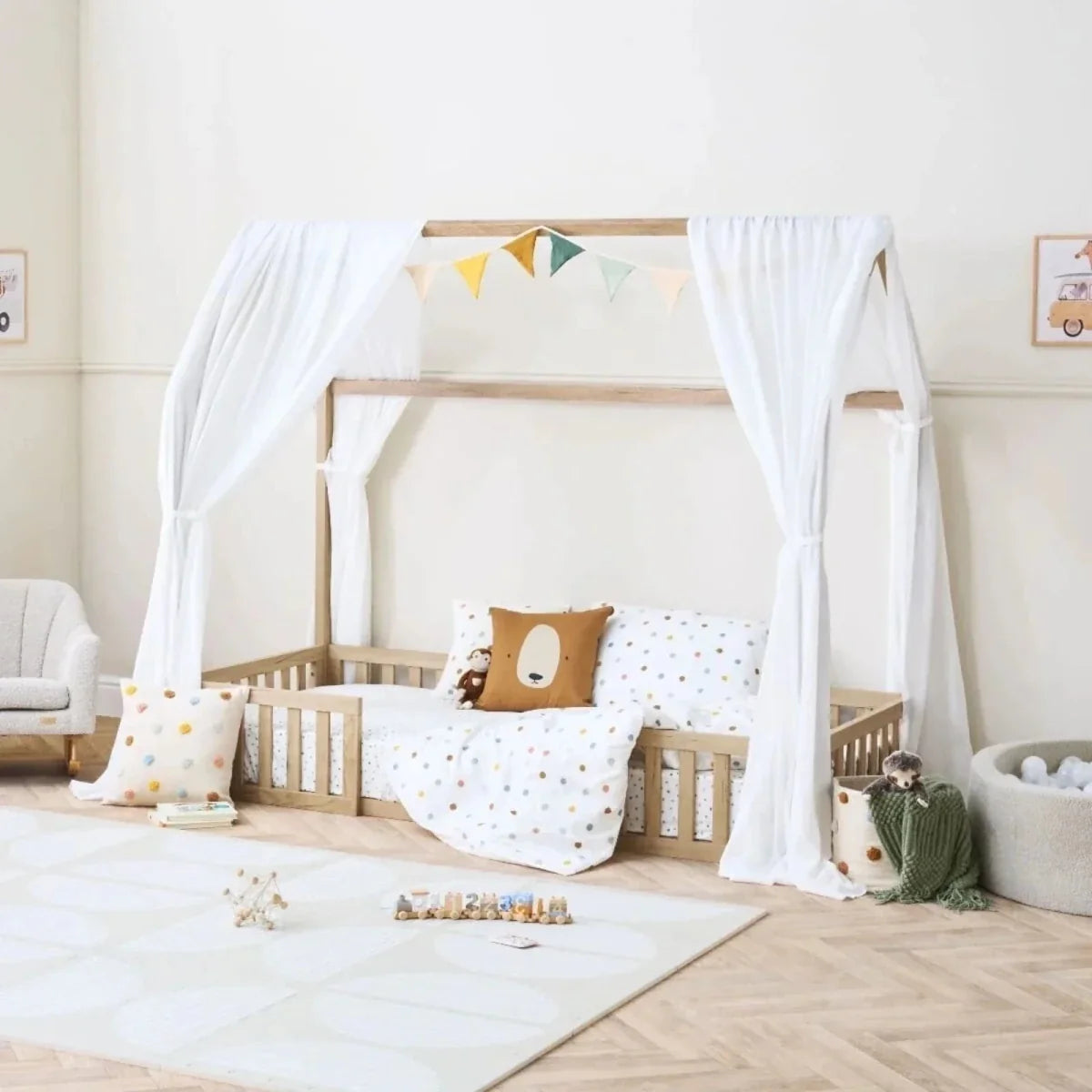 Tutti Bambini Grande Casa Montessori Toddler Floor Bed 90x200cm - Harvest Oak
