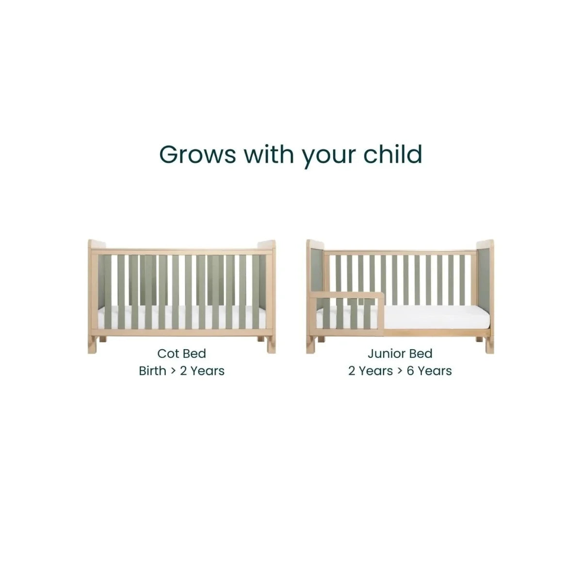 Tutti Bambini Kuba Cot Bed - Golden Oak/Sage Weave