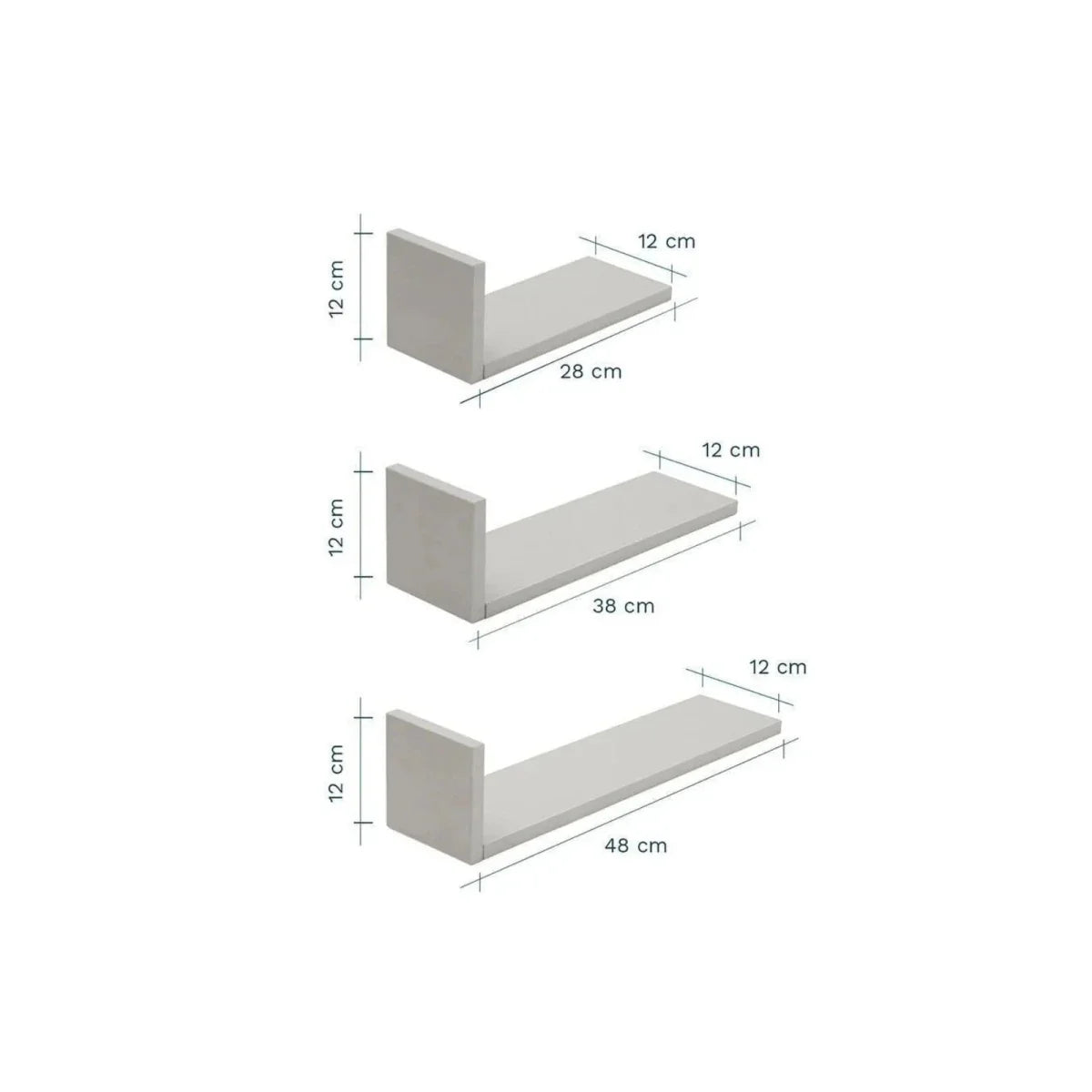 Tutti Bambini Rio Set of Three L-Shaped Wall Shelves - Slate Grey