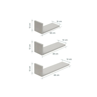 Tutti Bambini Rio Set of Three L-Shaped Wall Shelves - Slate Grey