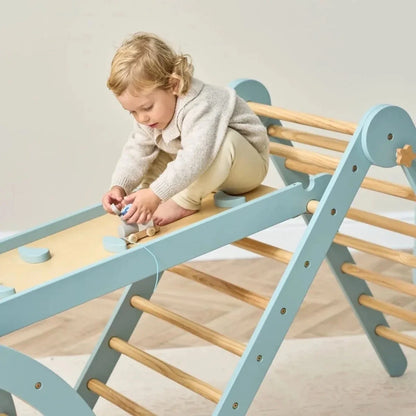 Tutti Bambini Scala Montessori 3-in-1 Pikler Climbing Frame with Climbing Wall - Ocean Stone