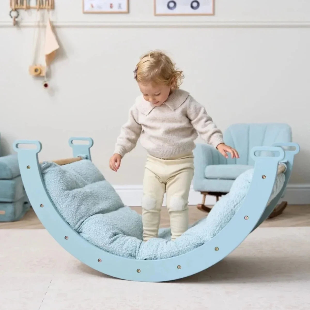 Tutti Bambini Scala Montessori 3-in-1 Pikler Climbing Frame with Climbing Wall - Ocean Stone