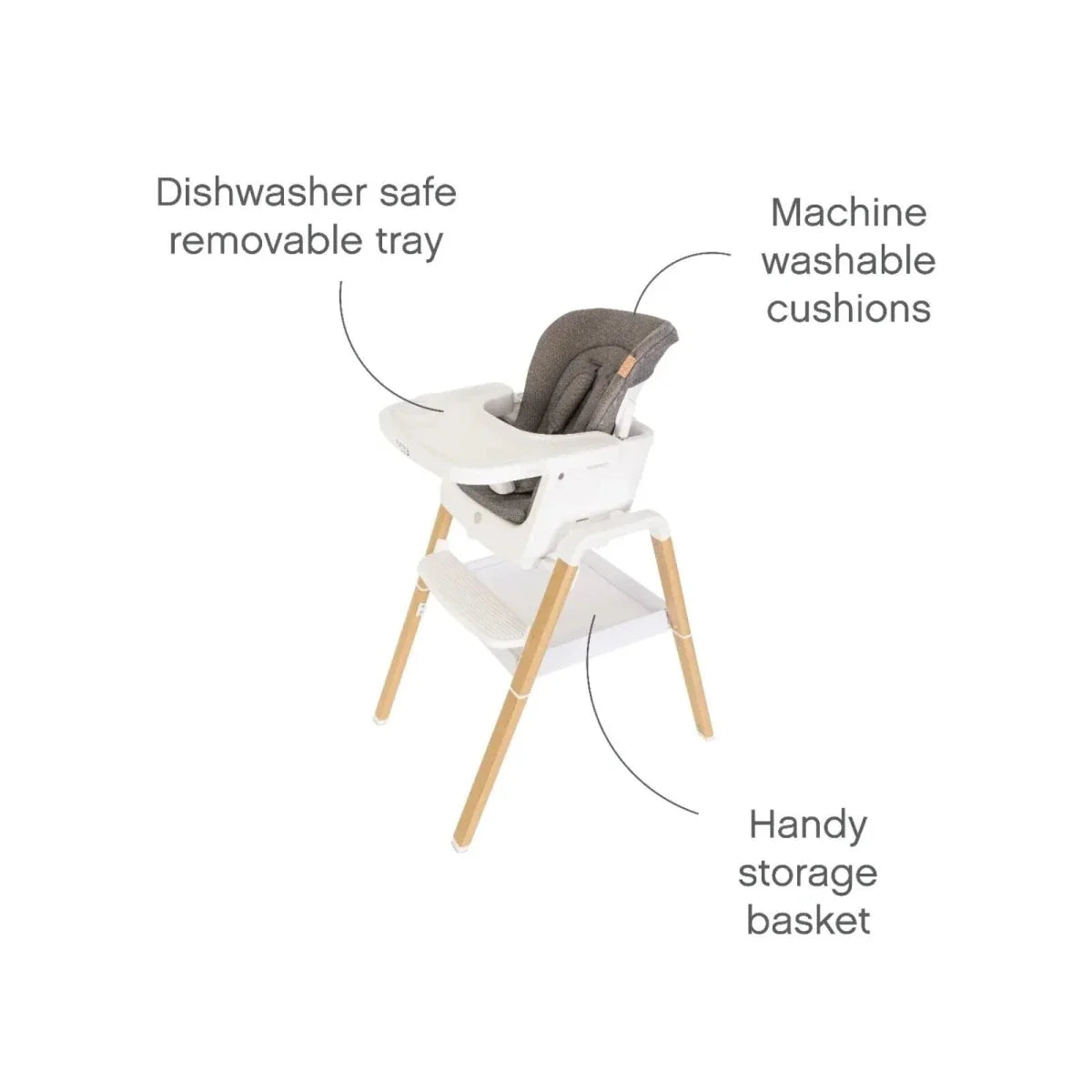 Tutti Bambini Nova Evolutionary Highchair - Scandinavian Walnut/Ecru