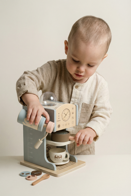 Ensemble de cafetière en bois – Bleu