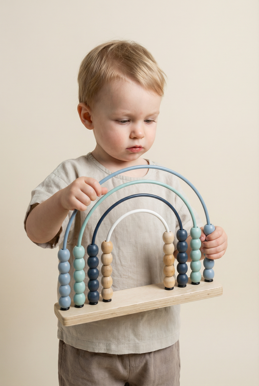 Boulier en bois bleu avec perles