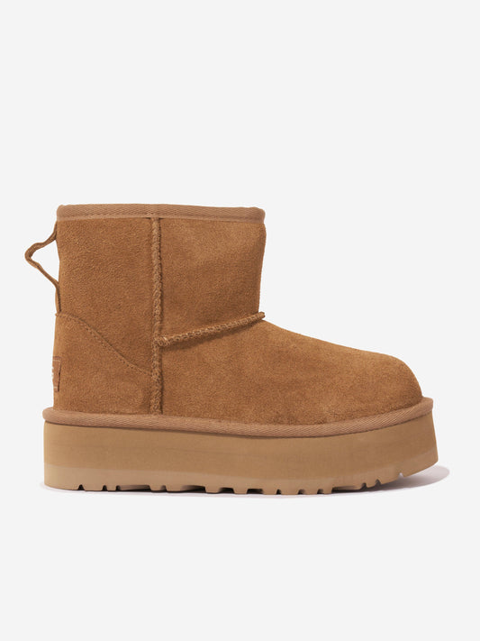 UGG Girls Classic Mini Platform Boots in Chestnut