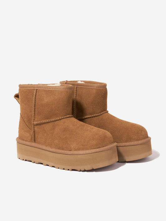 UGG Girls Classic Mini Platform Boots in Chestnut