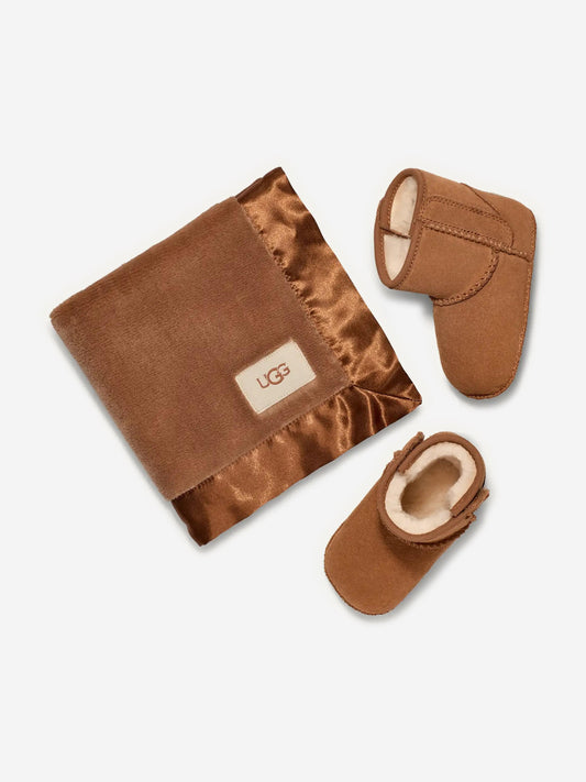 UGG Baby Classic Boots and Lovey Set in Chestnut