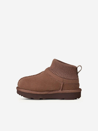 UGG Kids Classic Ultra Stretch Cuff Boots in Brown