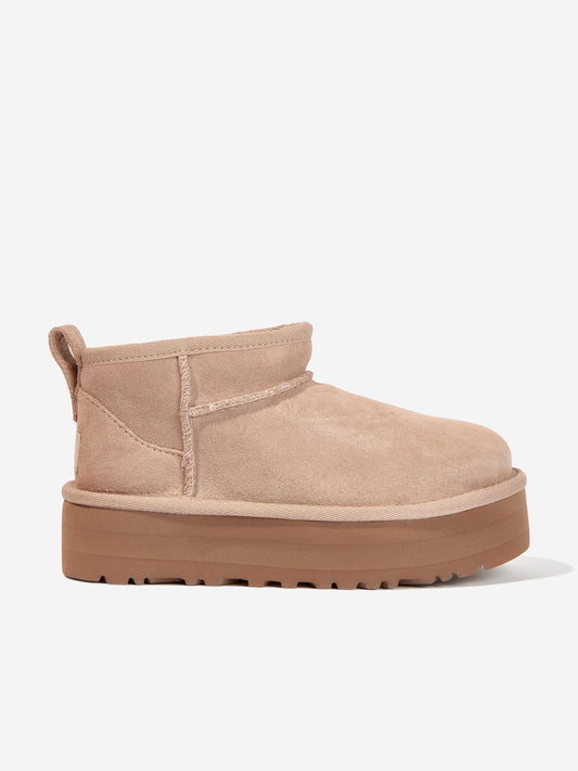 UGG Girls Classic Ultra Mini Platform Boots in Sand