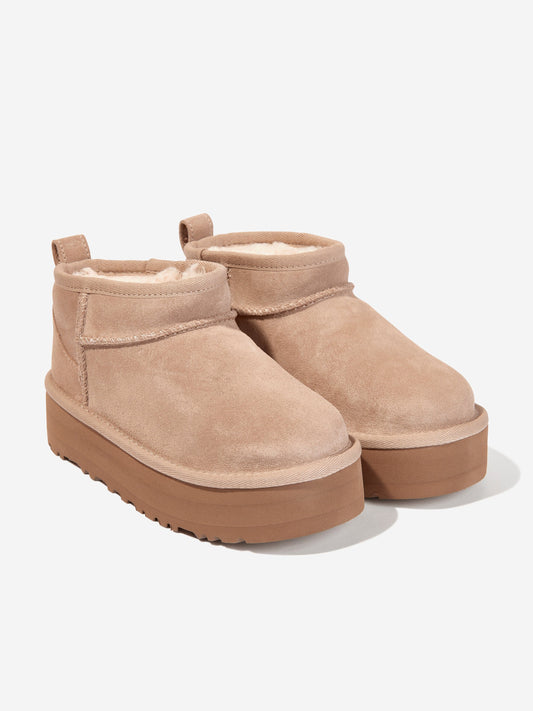 UGG Girls Classic Ultra Mini Platform Boots in Sand