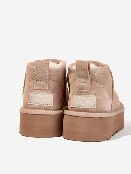 UGG Girls Classic Ultra Mini Platform Boots in Sand