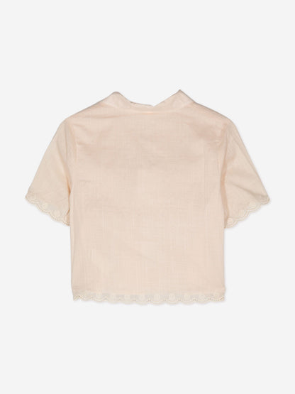 Zimmermann Girls Halliday Embroidered Shirt in Ivory