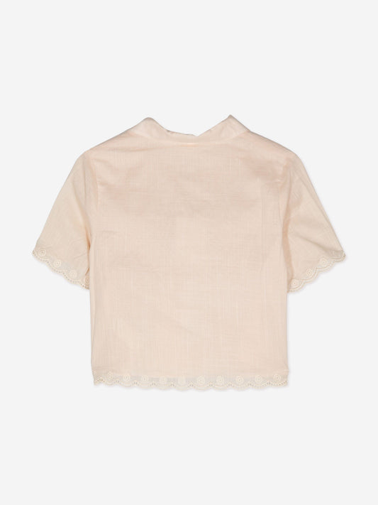 Zimmermann Girls Halliday Embroidered Shirt in Ivory