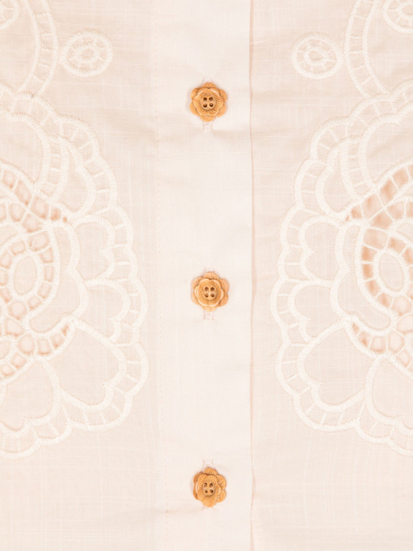 Zimmermann Girls Halliday Embroidered Shirt in Ivory