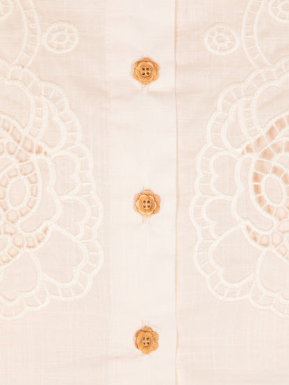 Zimmermann Girls Halliday Embroidered Shirt in Ivory