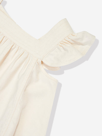 Zimmermann Girls Halliday Denim Top in Ivory