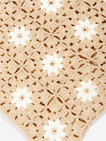 Zimmermann Girls Cascadian Crochet Polo Shirt in Ivory
