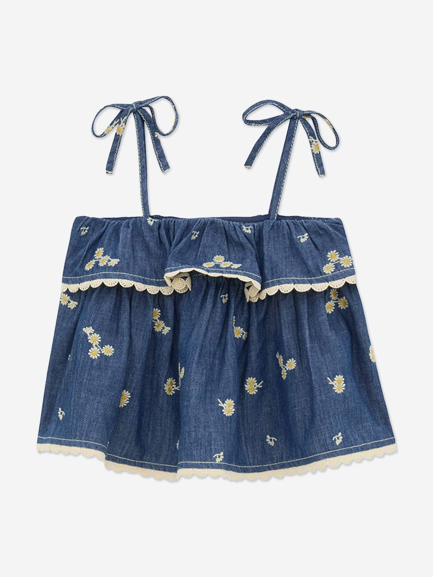 Zimmermann Girls Lucky Denim Top in Blue