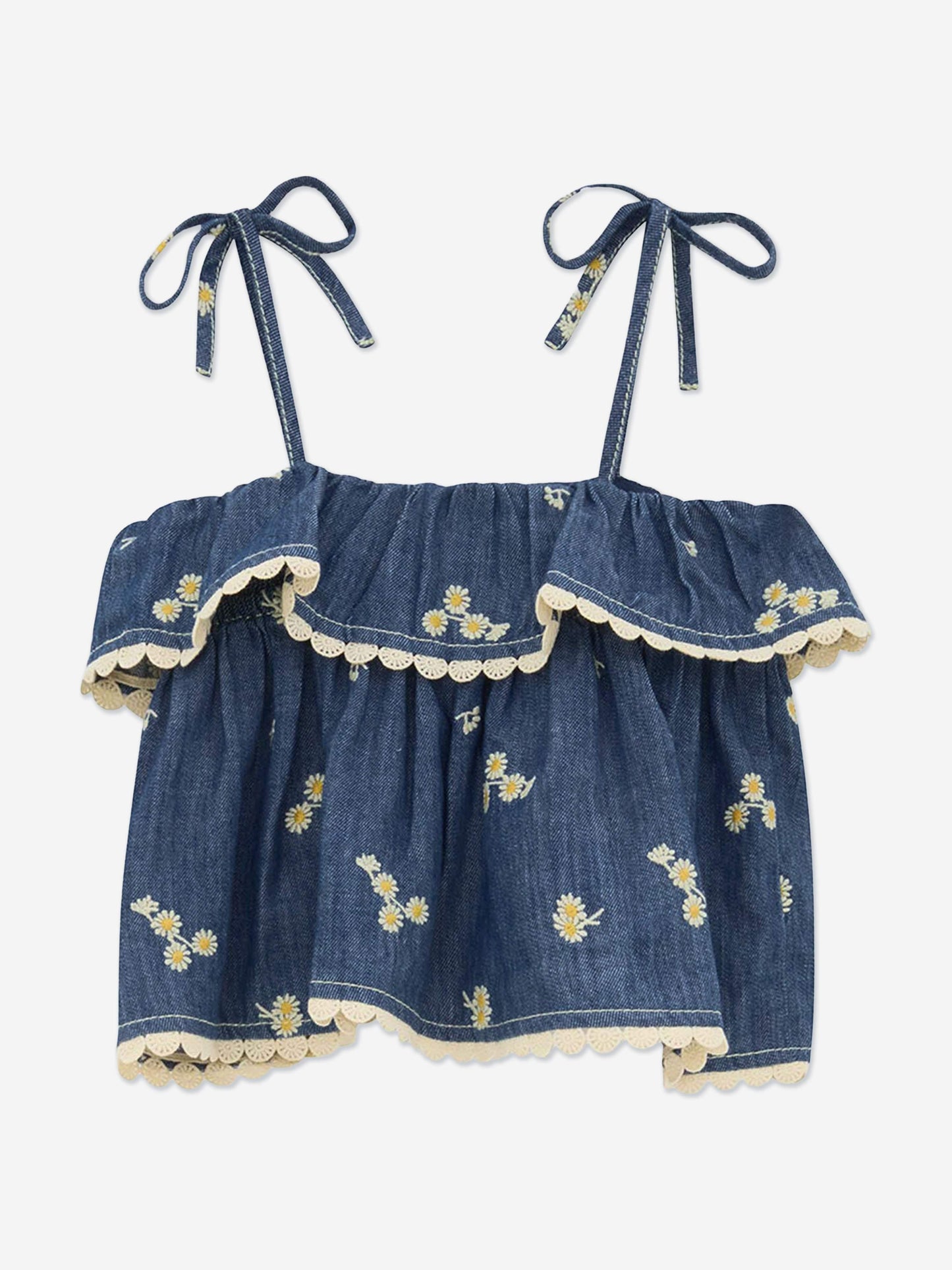 Zimmermann Girls Lucky Denim Top in Blue