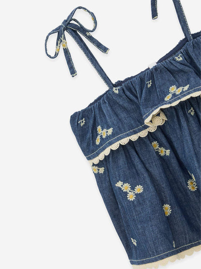 Zimmermann Girls Lucky Denim Top in Blue