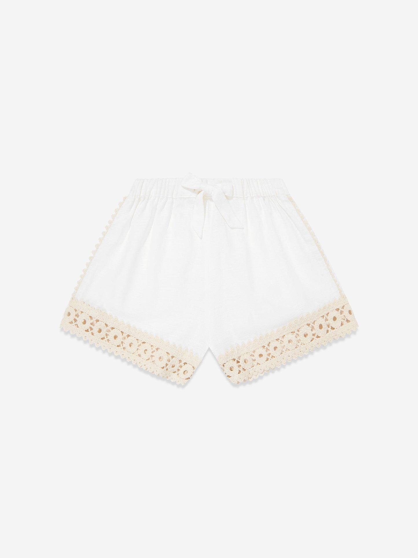 Zimmermann Girls Wylie Trimmed Shorts in Ivory