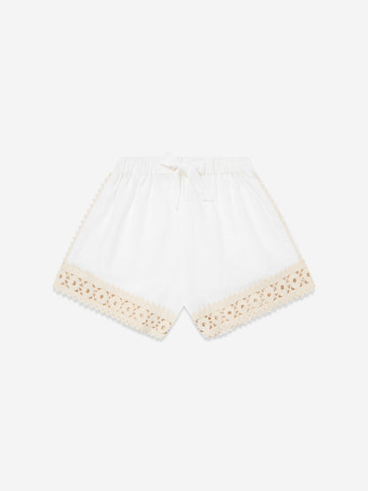 Zimmermann Girls Wylie Trimmed Shorts in Ivory