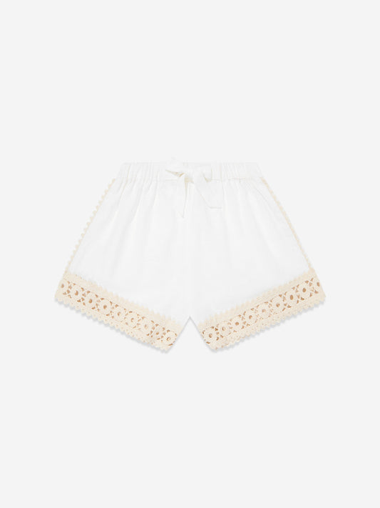 Zimmermann Girls Wylie Trimmed Shorts in Ivory