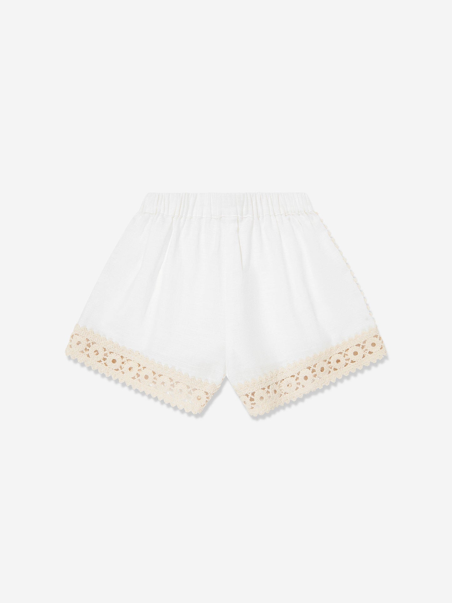 Zimmermann Girls Wylie Trimmed Shorts in Ivory
