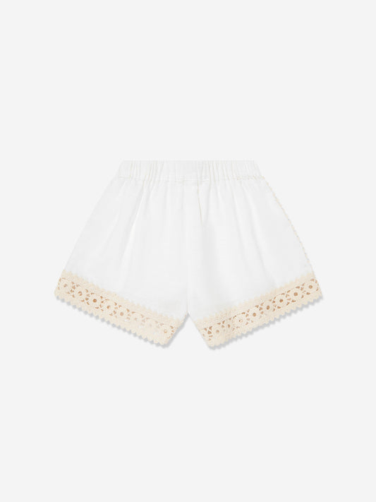 Zimmermann Girls Wylie Trimmed Shorts in Ivory