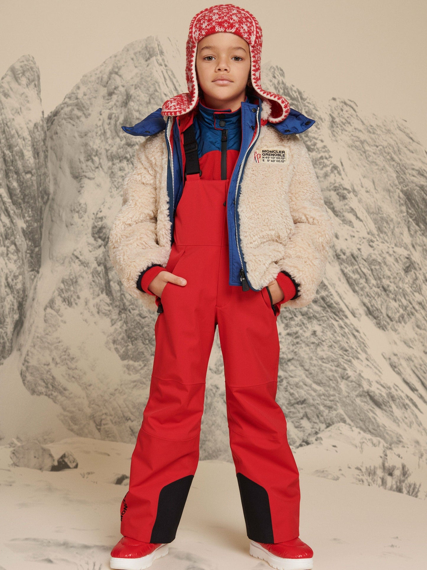 Moncler Enfant Boys Grenoble Fleece Zip Up Cardigan in Beige