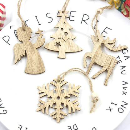 Pendentif décoratif en bois en forme de flocon de neige et d'élan pour Noël