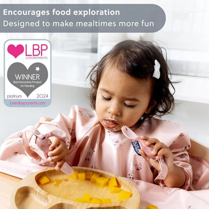 Ensemble de couverts de sevrage Bibado Handi, 6 mois et plus, lot de 2 - Fauve