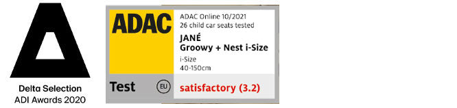 Jane Groowy + Nest i-Size Car Seat Combination 40-150cm, 0-12 Years, Matt Black