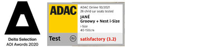 Jane Groowy + Nest i-Size Car Seat Combination 40-150cm, 0-12 Years, Matt Black