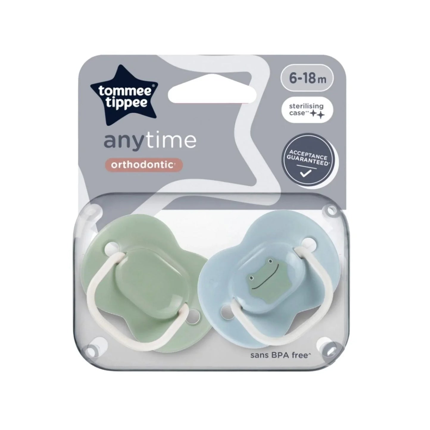 Sucettes Tommee Tippee Anytime 6-18 mois, lot de 2, assorties