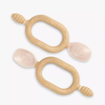 Cuillères de sevrage Bibado Dippit pour bébés de 6 mois et plus, lot de 2 - Fauve