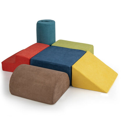 6-Piece Baby Climbing Blocks with Skin-Friendly Chenille Fabric-Grey