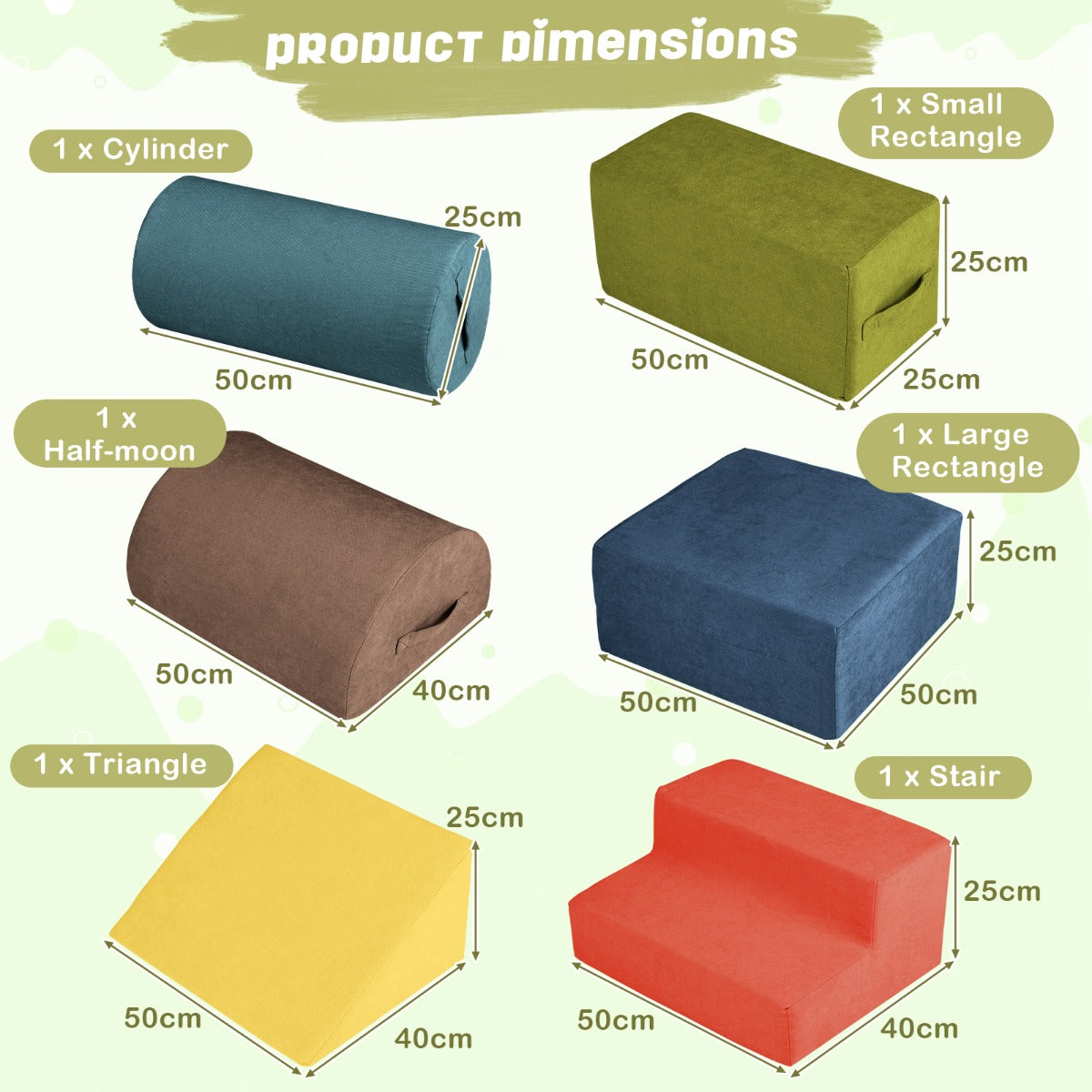 6-Piece Baby Climbing Blocks with Skin-Friendly Chenille Fabric-Grey