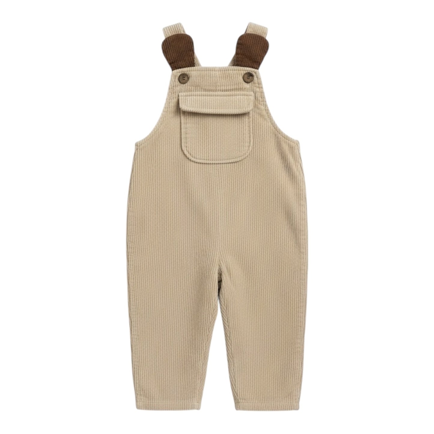 Beige Corduroy Dungarees with Bear Ear Detail - The Little Hive