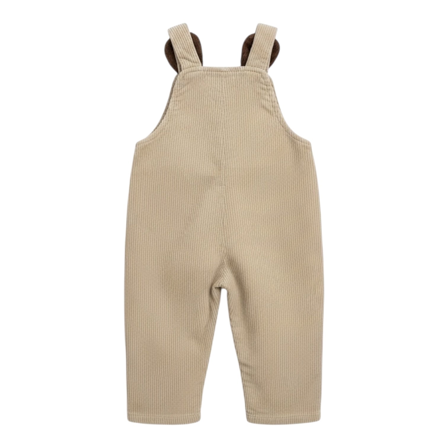 Beige Corduroy Dungarees with Bear Ear Detail - The Little Hive