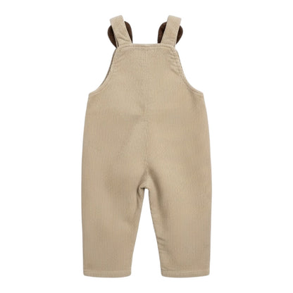 Beige Corduroy Dungarees with Bear Ear Detail - The Little Hive