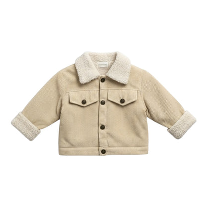 Beige Corduroy Jacket with Faux Shearling Lining - The Little Hive