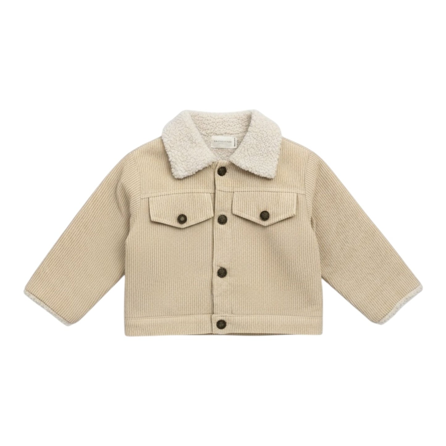 Beige Corduroy Jacket with Faux Shearling Lining - The Little Hive