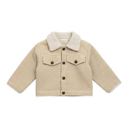Beige Corduroy Jacket with Faux Shearling Lining - The Little Hive