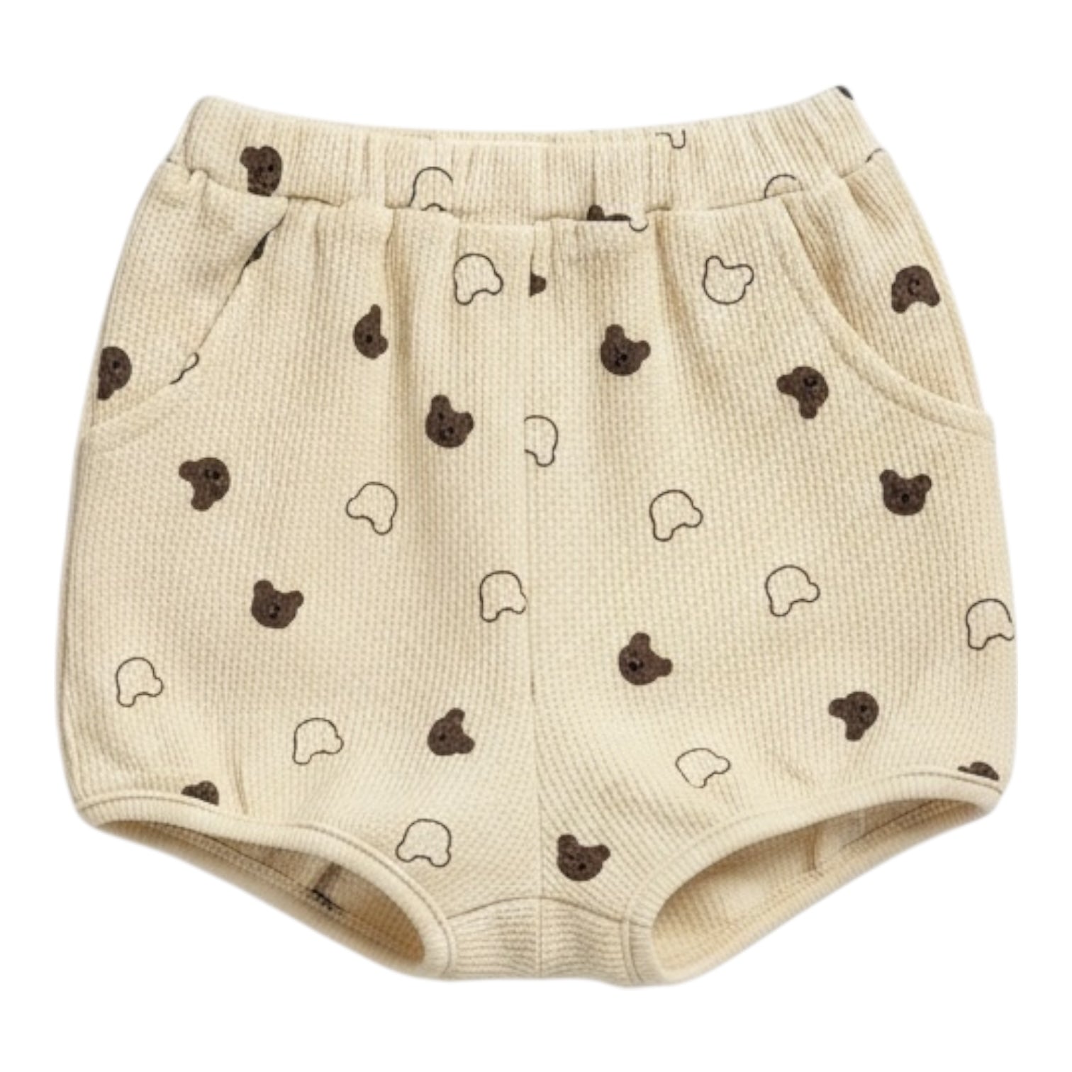 Beige Waffle Teddy Print Top & Shorts Set - The Little Hive