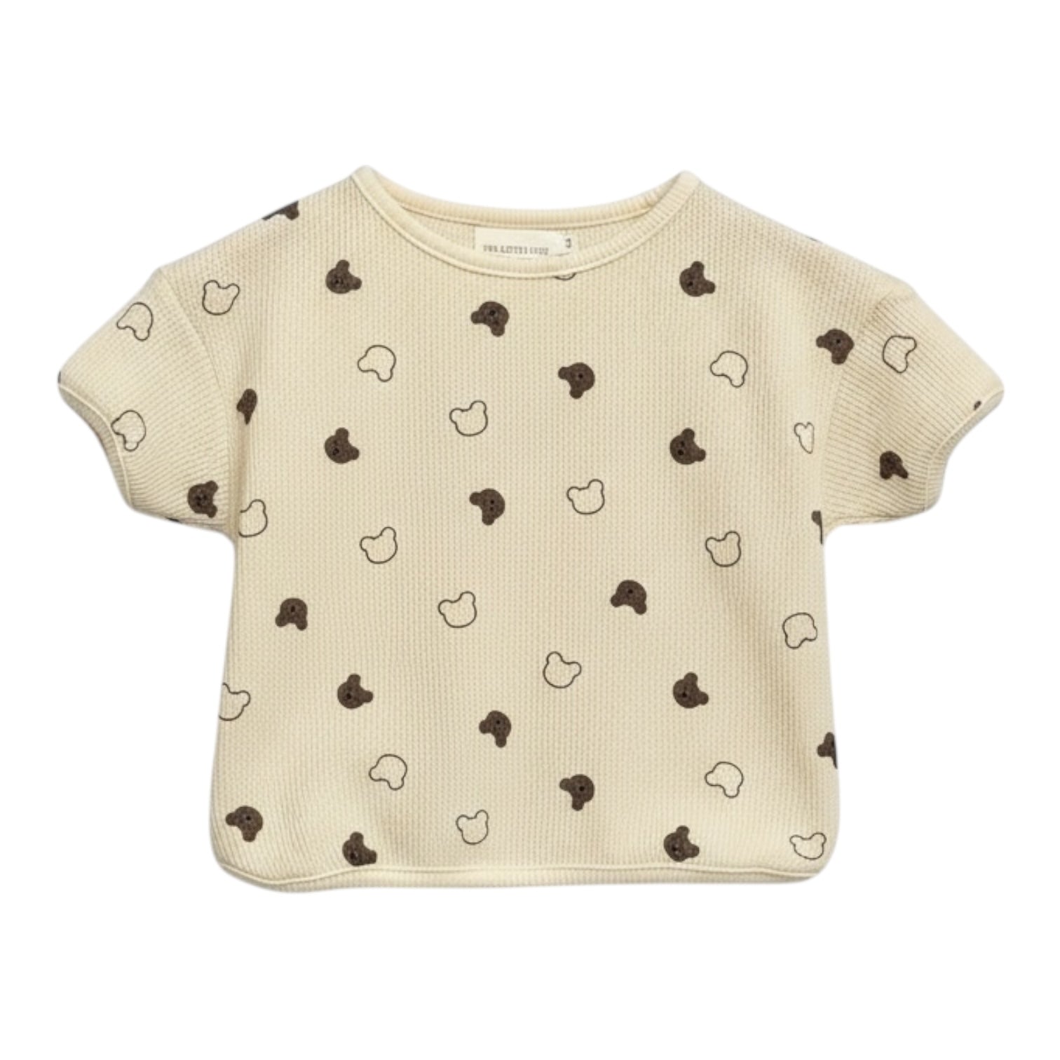 Beige Waffle Teddy Print Top & Shorts Set - The Little Hive